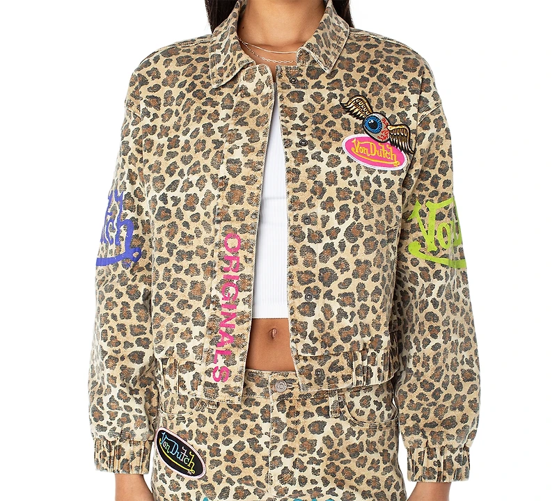 Von Dutch Women's Graphic Patched Leopard Jacket