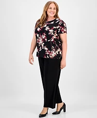 Ak Anne Klein Plus Floral-Print Top