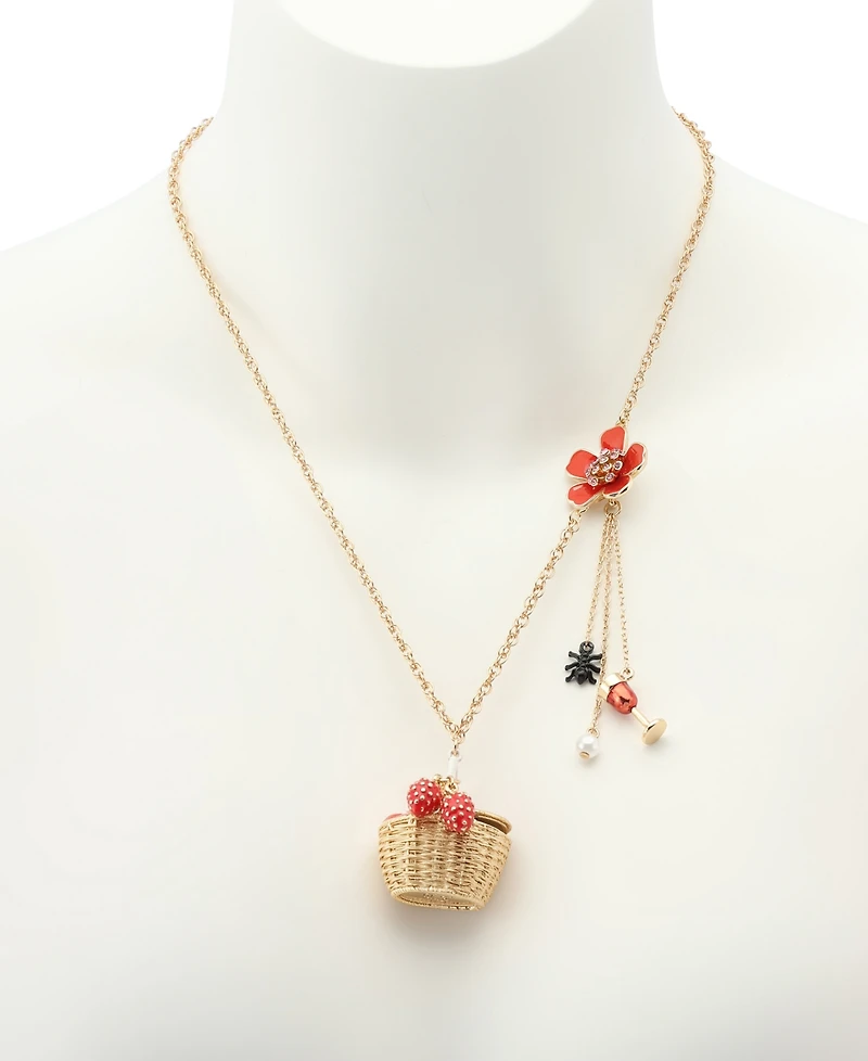Betsey Johnson Faux Stone Backyard Picnic Basket Pendant Necklace