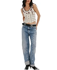 Free People Women's Sleeveless Rose Bud Knit Top