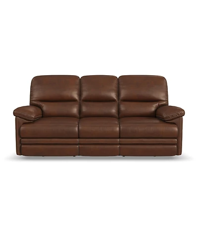Flexsteel David 85" Pecan Leather Power Reclining Sofa