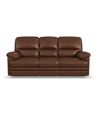 Flexsteel David 85" Pecan Leather Power Reclining Sofa