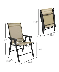 Outsunny Set of 4 Outdoor Folding Chairs for Patio, Camping, Beach,