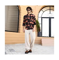 Campus Sutra Men's Obsidian Black & Sienna Brown Smudged-Block Regular Shirt