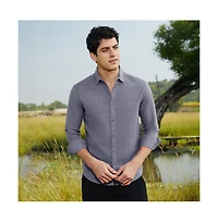 Campus Sutra Men's Aegean Blue Grainy Shirt