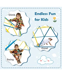 Gymax 10 Ft Climbing Dome with Swing Outdoor Kids Play Jungle Gym