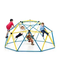 Gymax 10 Ft Climbing Dome with Swing Outdoor Kids Play Jungle Gym