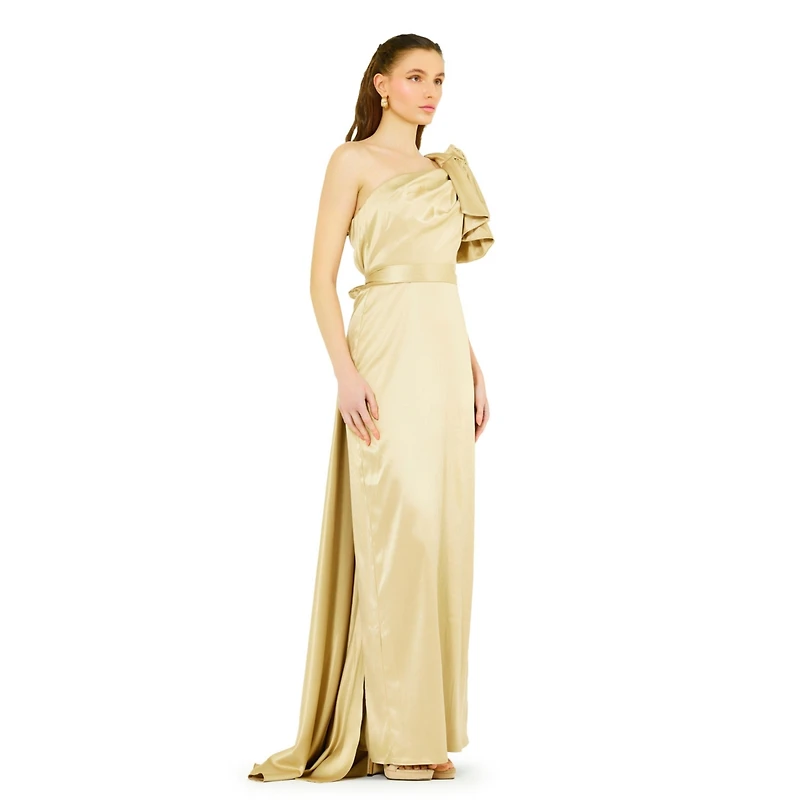 Amri Women's One Shoulder Draped Sleeve Gown