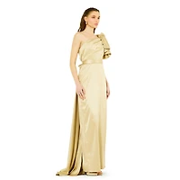 Amri Women's One Shoulder Draped Sleeve Gown