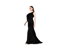 Amri Women's Organza Ruffle Detail Mermaid Crepe Gown