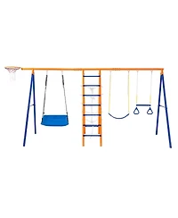 Slickblue Toddler 6 in 1 Backyard Swing Set Outdoor Playset with Multiple Activities