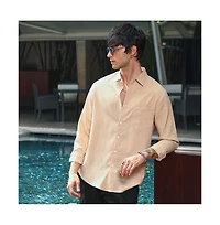 Campus Sutra Men's Ecru Beige Solid Relaxed Shirt