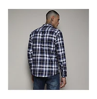 Campus Sutra Men's Navy Blue Tartan Plaid Shirt