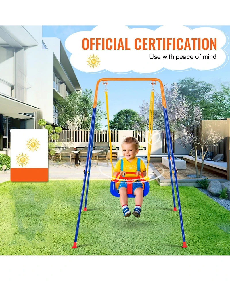 Slickblue Toddler Swing Sets for Backyard Swing Set with 4 Sandbags Foldable
