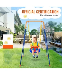 Slickblue Toddler Swing Sets for Backyard Swing Set with 4 Sandbags Foldable