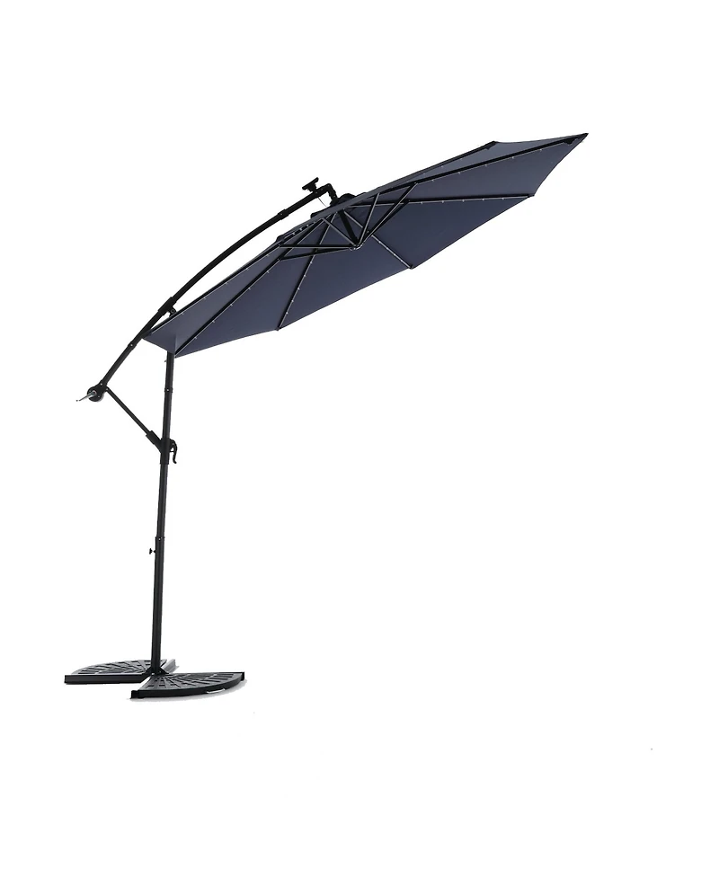 Flynama 10ft Solar Led Offset Hanging Market Patio Umbrella