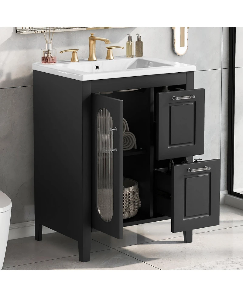 Casainc 24" Bathroom Vanity with Sink, 2 Drawers and Door, Adjustable Shelf