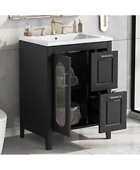 Casainc 24" Bathroom Vanity with Sink, 2 Drawers and Door, Adjustable Shelf