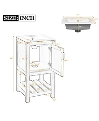 Casainc 16" Bathroom Vanity for Small Spaces, Ceramic Sink, 1 Door & Open Shelf
