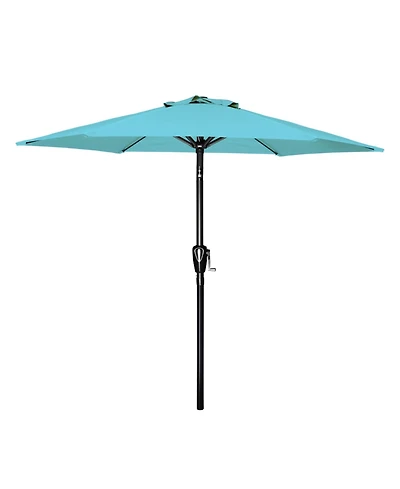 Flynama One 7.5ft Patio Outdoor Table Market Yard Umbrella with Push Button Tilt/Crank, 6 Sturdy Ribs for Garden, Deck, Backyard, Pool, Turquoise