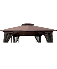 Flynama 10x10 Ft Patio Double Roof Gazebo Replacement Canopy Top Fabric,Brown