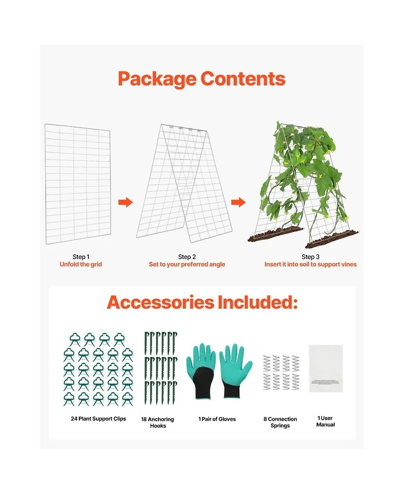 Slickblue Foldable A-Frame Metal Garden Trellis for Climbing Plants Cucumbers and Vegetables