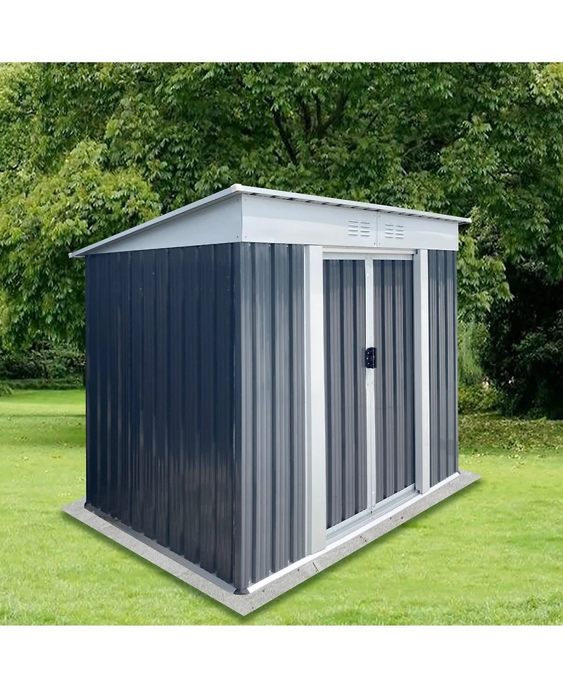 Mondawe 6FT Wx4FT H Metal Outdoor Storage Sheds with Sliding Doors