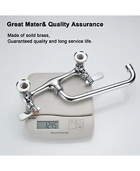 Greenspring 2-Handle Wall Mount Kitchen Faucet With Inch Swivel Spout 8" Center In Polished Chrome