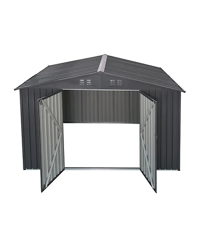 Mondawe 6FT x 8FT Metal Anti-Corrosion Outdoor Storage with Lockable Door & Shutter Vents