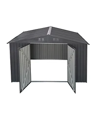 Mondawe 6FT x 8FT Metal Anti-Corrosion Outdoor Storage with Lockable Door & Shutter Vents