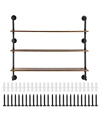 Slickblue Industrial Pipe Wall-Mounted Shelf 3 Tier Storage Rack for Kitchen and Bedroom