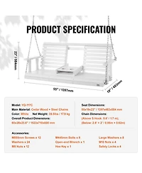 Slickblue Sturdy Wooden Swing Bench with Chains for Porch Garden Deck or Courtyard Use