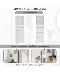Casainc 68.3"H Tall Storage Cabinet with 3 Drawers, Adjustable Shelves, Painted Mdf
