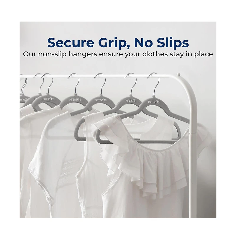 SereneLife 30 Pack Velvet Hangers - Non-Slip, 360° Swivel Hook