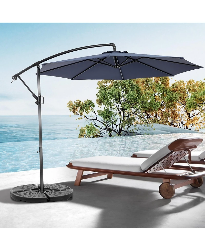10 Ft Navy Blue Offset Patio Umbrella with Tilt and Crank