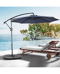 10 Ft Navy Blue Offset Patio Umbrella with Tilt and Crank