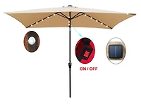 10 x 6.5t Rectangular Patio Solar Led Lighted Outdoor Market Umbrellas with Crank and Push Button Tilt