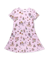 Bellabu Bear Toddler Girls Tea Party Short Sleeve Dress