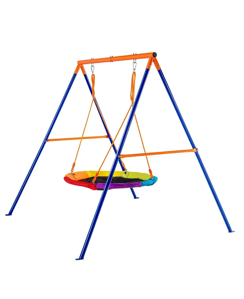 Slickblue Swing Sets for Backyard Saucer Swing Seat A-Frame Metal Stand