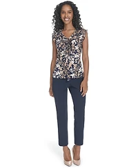 Tommy Hilfiger Women's Ruffled Floral Mixed-Media Top