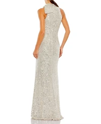 Mac Duggal Women's Embellished Wrap Over Bishop Sleeve Gown
