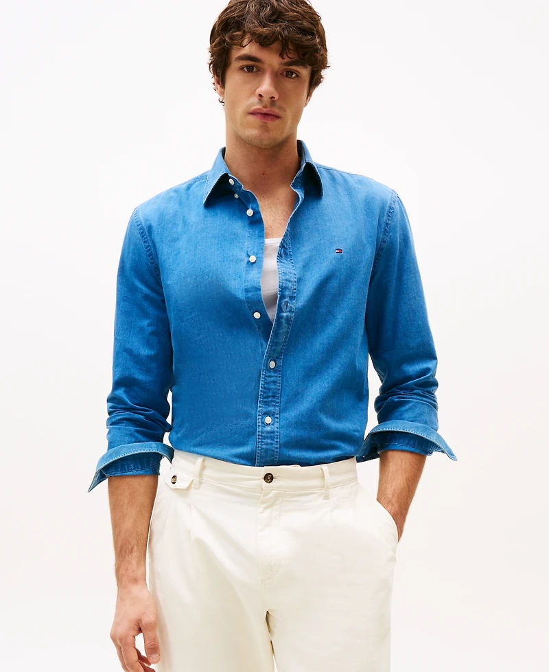 Tommy Hilfiger Men's Regular-Fit Cotton Chambray Shirt