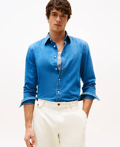 Tommy Hilfiger Men's Regular-Fit Cotton Chambray Shirt