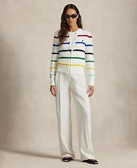 Polo Ralph Lauren Women's Us Open Striped Cable Cotton Cardigan