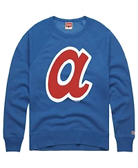 Homage Men's Royal Atlanta Braves Retro Tri-Blend Pullover Sweatshirt