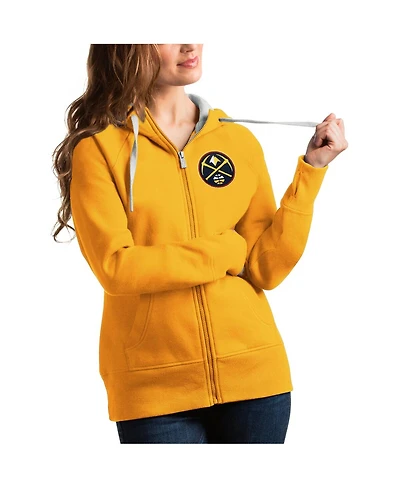 Antigua Women's Gold Denver Nuggets Victory Full-Zip Hoodie