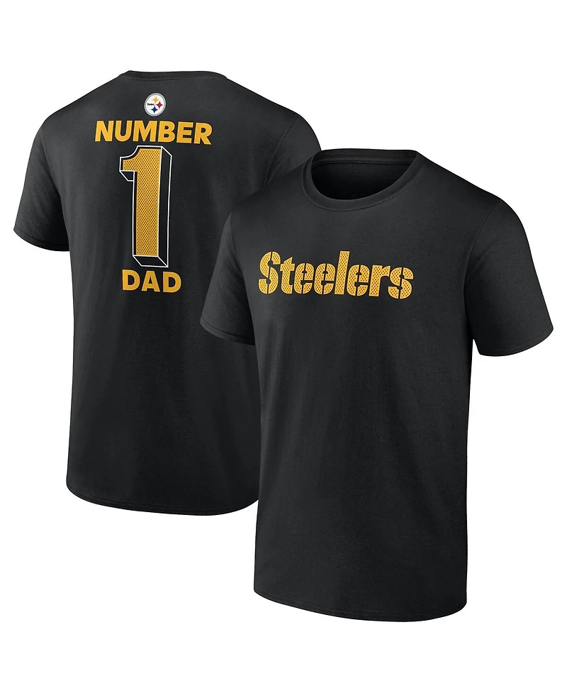 Fanatics Men's Black Pittsburgh Steelers Big Tall Number One Dad T-Shirt