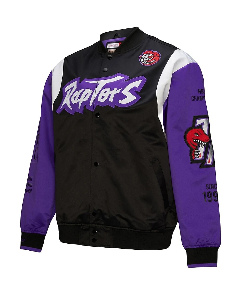Mitchell & Ness Men's and Women's Black Toronto Raptors Vintage Team Origins Satin Full-Snap Jacket