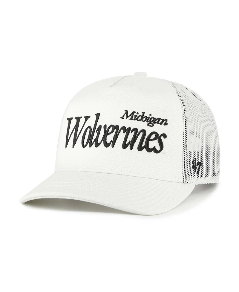 '47 Brand Men's and Women's Cream Michigan Wolverines Foundation Script Adjustable Trucker Hat