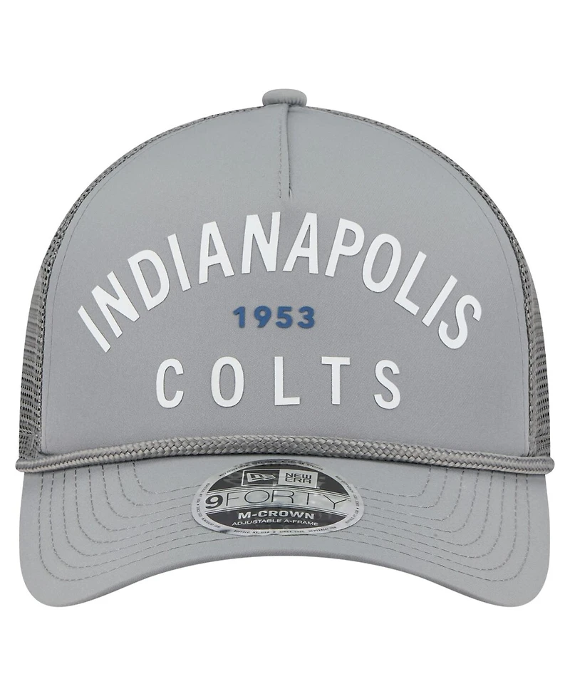 New Era Men's Graphite Indianapolis Colts Active Minimalist M-Crown A-Frame 9FORTY Adjustable Hat